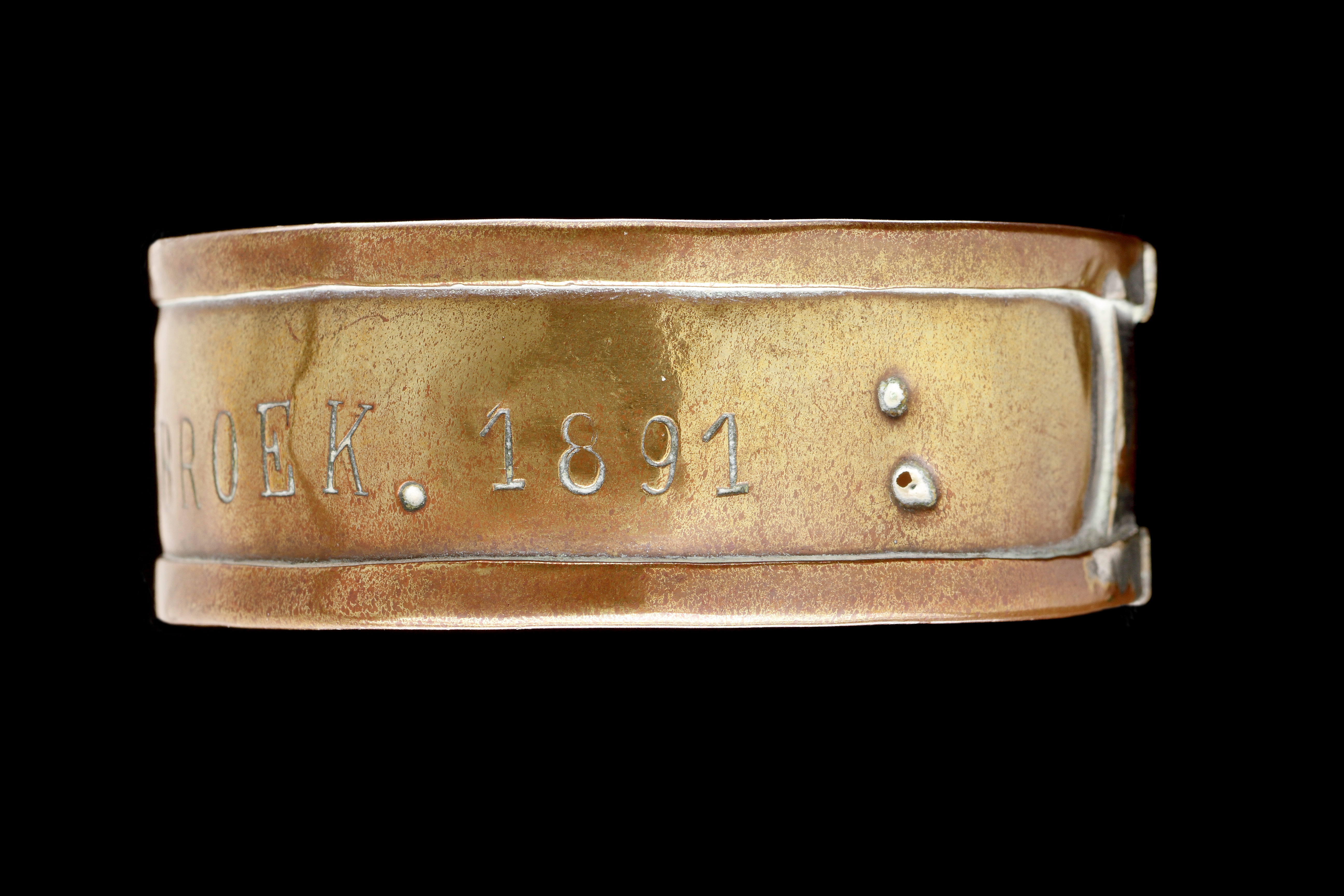 An Unusual Brass Swan Collar Etched with ‘M. BAK. AGTERBROEK.’ and Dated ‘1891’